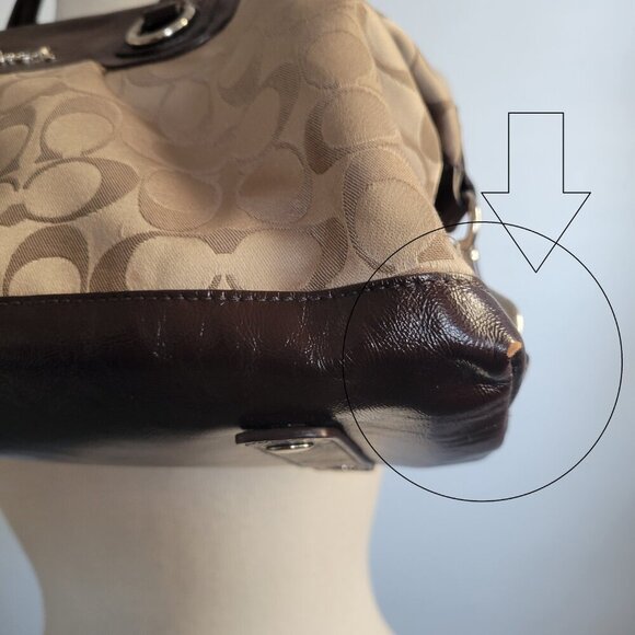 Coach Ashley Signature Sateen Brown/Khaki Satchel Handbag - Picture 16 of 16